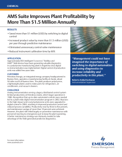 AMS Suite Improves Plant Profitability by More Than $1.5 Million Annually
