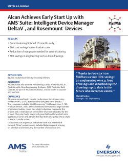 Alcan Achieves Early StartUp with AMS Suite: Intelligent Device Manager, DeltaV, and Rosemount Devices