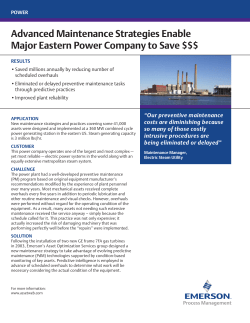 Advanced Maintenance Strategies Enable Major Eastern Power Company to Save $$$