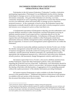 Incommon Federation: Participant Operational Practices