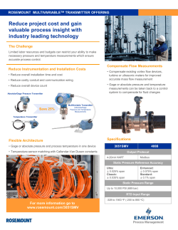 Rosemount MultiVariable Transmitter Offering