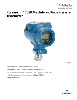 Product Data Sheet: Rosemount 2088 Absolute and Gage Pressure Transmitter