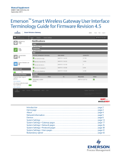 Emerson Smart Wireless Gateway User Interface Terminology Guide for Firmware Revision 4.5