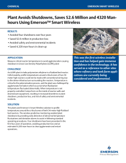 Plant Avoids Shutdowns, Saves $2.6 Million and 4320 Manhours Using Emerson Smart Wireless