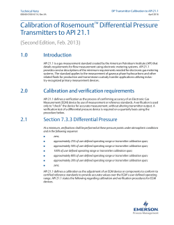 Calibration of Rosemount Differential Pressure Transmitters to API 21.1
