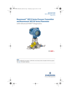 Rosemount 3051S Series Pressure Transmitter and Rosemount 3051SF Series Flowmeter with Advanced HART Diagnostics