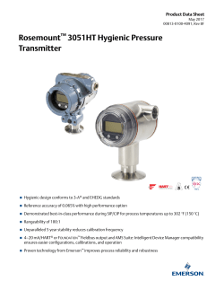 Rosemount 3051HT Hygienic Pressure Transmitter