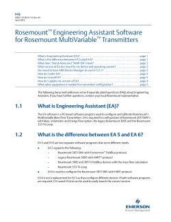 Rosemount Engineering Assistant Software for Rosemount MultiVariable Transmitters