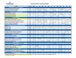Knoxville 2015 Training Schedule