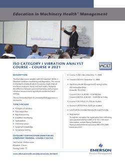 ISO Category I Vibration Analyst Course - Course 2021