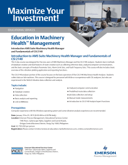 Introduction to AMS Suite Machinery Health Manager and Fundamentals of CSI 2140