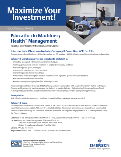 Intermediate Vibration Analysis/Category II Compliant (CEU&rsquo;s: 2.8)