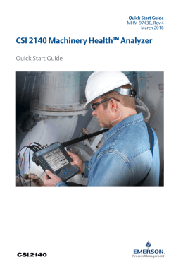 CSI 2140 Machinery Health Analyzer Quick Start Guide