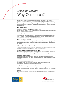 Decision Drivers: Why Outsource? (PDF – 333kb)