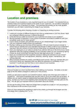 Location and Premises (PDF &ndash; 128kb)
