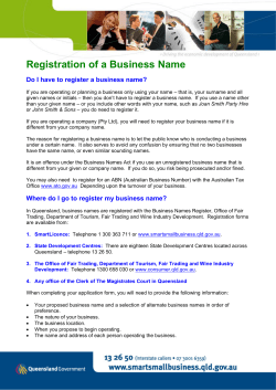 Registration of a Business Name (PDF – 147kb)