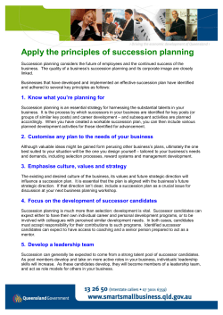 Apply The Principles of Succession Planning (PDF – 123kb)