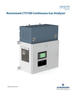 Quick Start Guide: Rosemount™ CT5100 Continuous Gas Analyzer