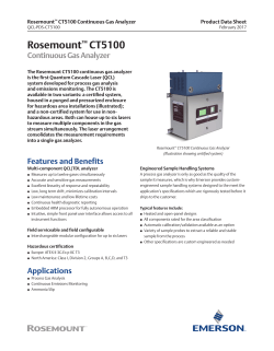 Product Data: Rosemount&trade; CT5100 Continuous Gas Analyzer