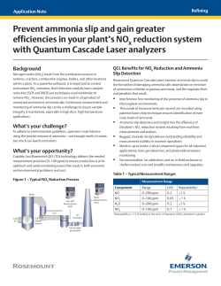 Application Note: Prevent ammonia slip and gain greater efficiencies with Quantum Cascade Laser analyzers