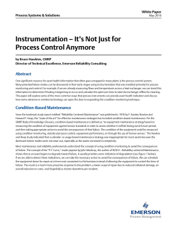 Instrumentation &ndash; It's Not Just for Process Control Anymore