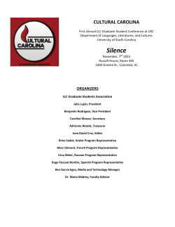 The 2015 Program of the First Annual Cultural Carolina Conference is now available!