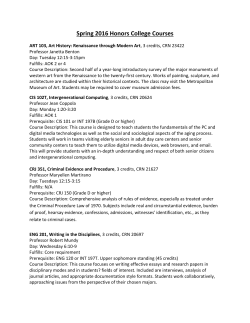 Spring 2016 Honors Classes
