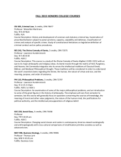 Fall 2015 Honors Classes