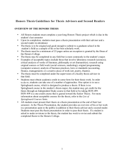 Honors Thesis Guidelines for Advisors and Second Readers