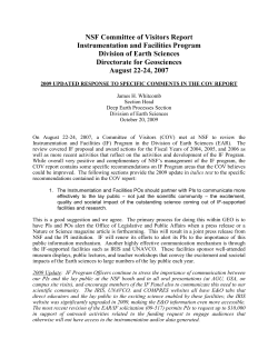 EAR Instrumentation and Facilities Program COV Update