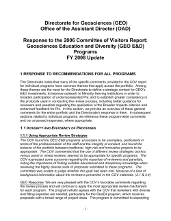 GEO Geosciences Education and Diversity Programs COV Update