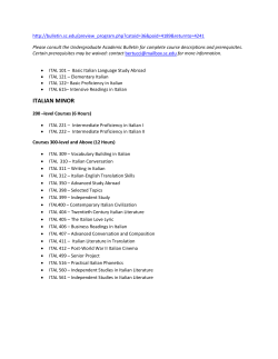 Italian Course listings and Minor Requirements