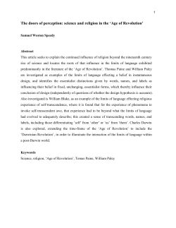 ‘The doors of perception: Science and religion in the “Age Of Revolution”’