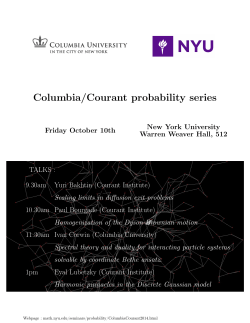 Columbia / Courant Joint Probability Seminar Series