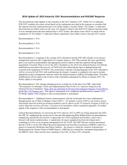 PLR Antarctic Section/Antarctic Infrastructure Logistics COV Update