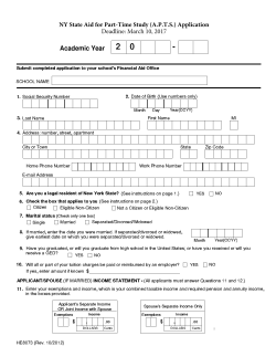 APTS Application - NY State Aid for Part-time Study