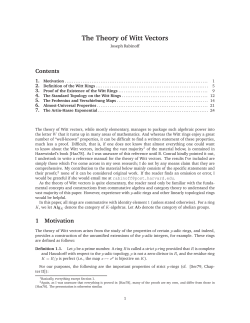 The Theory of Witt Vectors