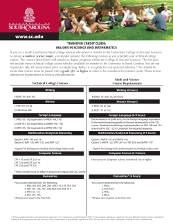 SC Technical College Transfer Credit Guide for Curriculum Section II (science and math)