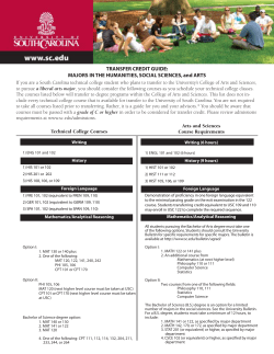 SC Technical College Transfer Credit Guide for Curriculum Section I (arts, humanities, and social sciences)