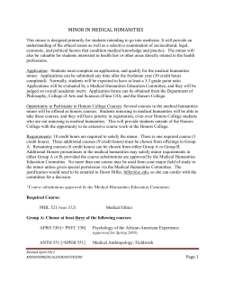 Medical Humanities Minor Courses