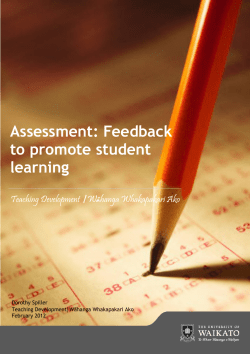 Assessment: Feedback to Promote Student Learning