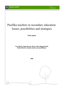 Pasifika teachers in secondary education: Issues, possibilities and strategies