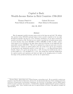 Capital is Back: Wealth-Income Ratios in Rich Countries, 1700-2010