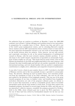 A Mathematical Dream and Its Interpretation
