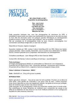 Fiche technique De l'eau pour la vie - R&eacute;seau fran&ccedil;ais &agrave; l'&eacute;tranger ( PDF , 201 Ko)