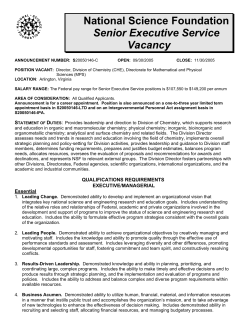 Division Director Position ? Division of Chemistry