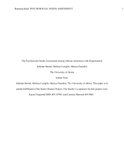 The Psychosocial Needs Assessment among African Americans with Hypertension
