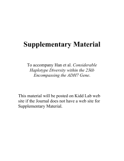 Supplementary Material for "Considerable haplotype diversity within the 23kb Encompassing the ADH7 Gene" (Han et al., 2005) Alcoholism: Clinical Experimental Research&nbsp;