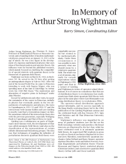 series of articles about the life and work of Arthur Wightman