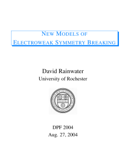 New Models of Electroweak Symmetry Breaking